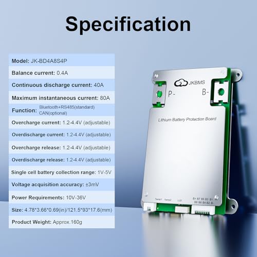 JKBMS JK-BD4A8S4P 4S-8S BMS Battery Management System, 0.4A Balance - size: JK-BD4A8S4P