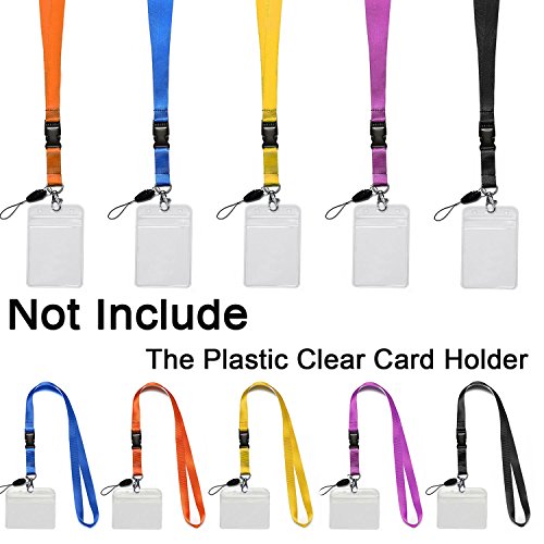 5Pack 5Colors Nylon Office Neck Lanyards,Detachable Buckle,Quick Release - color: 5-colours