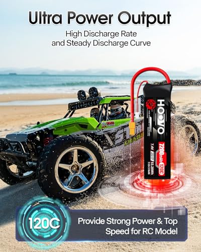HOOVO 2S Lipo Battery, 7.4V 7200mAh 120C RC Battery Pack,Softcase,XT60 Plug