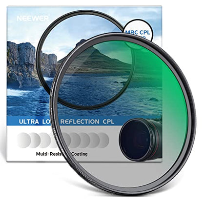 NEEWER 58mm Polarizer Filter 30 Layer Multi Resistant Nano Coated Circular Polarizing Filter(CPL) with HD Optical Glass/Ultra Slim Frame, Reduce Glare/Enhance Contrast/Reduce Reflection - size: 58mm