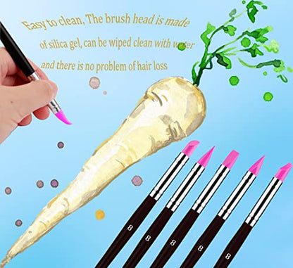 Sdanart Professional Silicone Rubber Tip Paint Pens Brushes, 5pcs Silicone Paint Brush, Flexible Clay Sculpture Tools（Size 8） - size: size 8