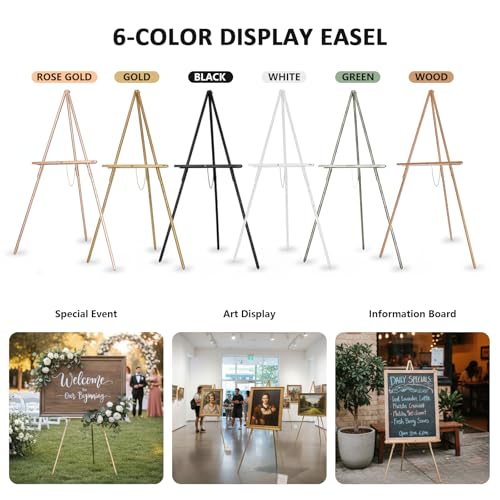 DJAR 63" Wooden Easel Stand for Sign, Adjustable Height, Gold - color: Gold, size: 1pc