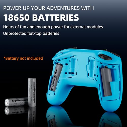 Radiomaster T8L ELRS 2.4GHz Radio Transmitter, 204g Lightweight Screenless Remote Controller with Hall-Effect Gimbals, USB-C Charging & Simulator Compatibility for FPV Drones (Blue) - color: Blue