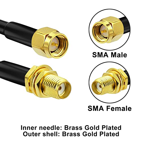 25FT RG58 SMA Male to Female Antenna Extension Cable + 5 Adapters - color: SMA Cable + 5pcs SMA Connectors, size: 25FT