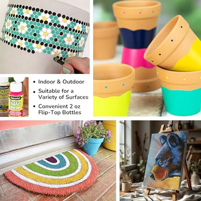 DecoArt ACRYLIC PATIO PAINT FAN FAVORITES SAMPLER SET, Assortment, 2 Fl Oz (Pack of 18)