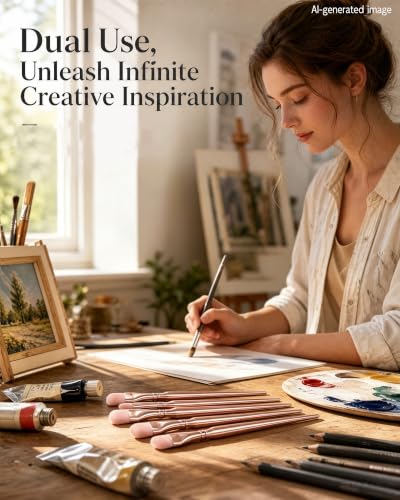 Graphite Blending Brushes for Sketching, Dry Brush Miniature Painting - color: Rose Gold