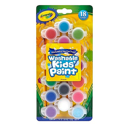 Crayola Washable Kids Paint Set & Paintbrush, Painting Supplies, 18 Count