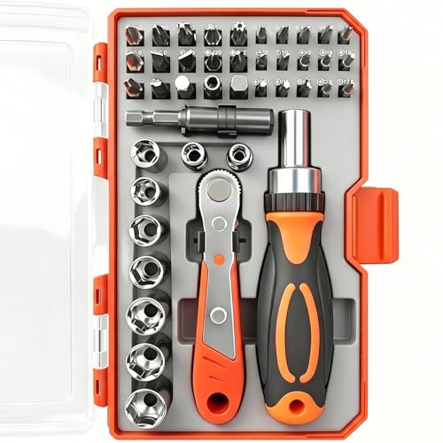 42-in-1 Ratcheting Screwdriver Set, Rotating Handle with Precision Bits - size: 42-IN-1