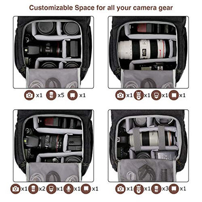BAGSMART Camera Backpack DSLR Camera Bag Backpacks for Photographers - color: B-black[single Buckle]