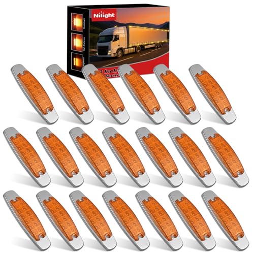 Nilight 6.3" Amber Rectangle Side Marker Light with High Low Strobe - color: Amber 6.3" 20Pcs