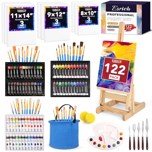 ESRICH 122PCS Acrylic Paint Set, Canvas Painting Kit with 72 Paints - color: 72Color