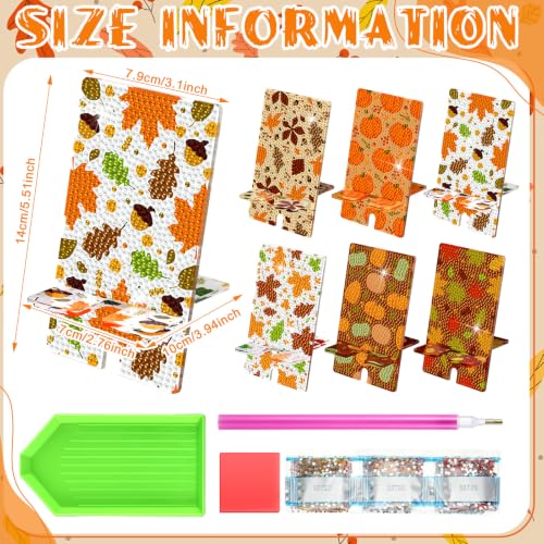 Saillong 6 Pcs Fall Pumpkins Diamond Art Painting Phone Stand Holder - style: Fall