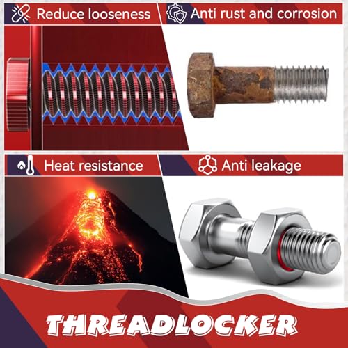 Thread Lock Blue and Red, Threadlocker Medium and High Strength, Thread Locker for Nuts, Bolts, Fasteners and Metals, Against Losening and Leakage