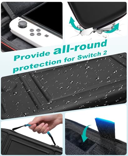 Spican Switch 2 Accessories Bundle 4-in-1, Switch Hard Shell Carrying Case for Switch 2/Switch/OLED, Magnetic Cover for Split-Pad/4XThumb Grips/2XProtectors - size: 4 in 1 Bundle | Embossed