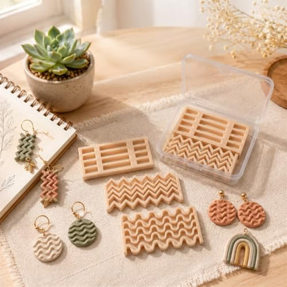 DIYOOHOMY 3 Pcs Wave Polymer Clay Cutters, Earring Making - color: Pink and Terracotta
