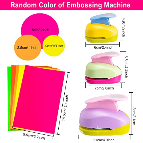 CHENGU 3 Pack Circle Hole Punch 2"/1"/0.6", Random Color - color: Random Color, style: Circle
