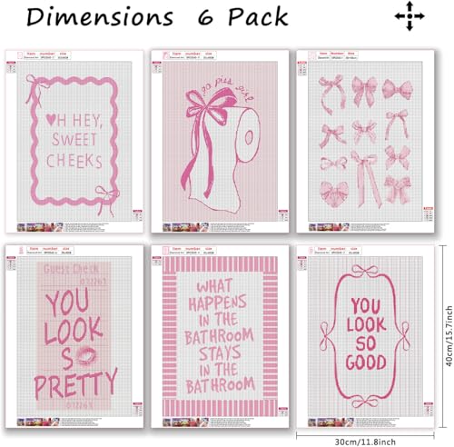 6pack pink bow Diamond Art Kits for Adult Diamond Painting Kit for Beginner - color: DP03545