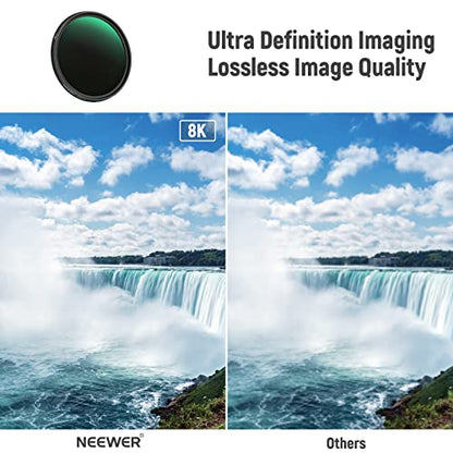 NEEWER 58mm HD Variable ND Filter ND2-ND32 (1-5 Stops) No X Cross/Optical Glass/30 Layer Nano Coated/Ultra Slim Aluminum Alloy Frame/Water Repellent/Anti Scratch Adjustable Neutral Density Filter - size: 58mm, style: HD ND2-ND32