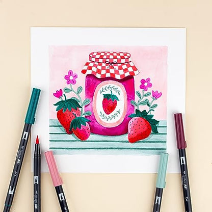 Tombow 56237 Dual Brush Pen Art Markers, Very Berry, 6-Pack