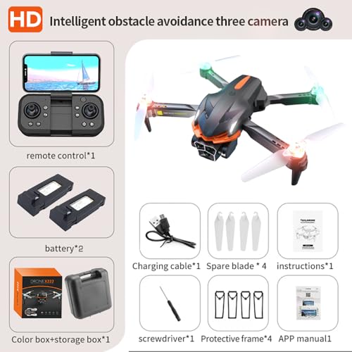 Sonilco X222 Foldable Drone with Dual Camera, ESC Light, 4-Way Obstacle Avoidance, Gesture Control, 360° Roll, 2 Batteries, Optical Flow, Headless Mode – Indoor/Outdoor FPV Drone for Beginners (Ages 14+)