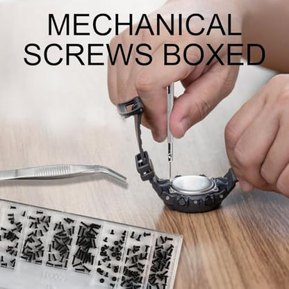 500 Pcs Micro Glasses Screws Repair Kit, M1.2 M1.4 M2 with Tweezers, Black