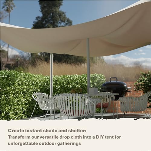 HOMESPUN Reusable Heavy-Duty Absorbent Canvas Drop Cloth 12 x 9 ft - size: 12 ft x 9 ft