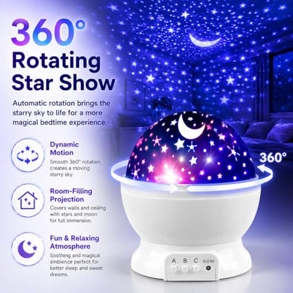 Star Projector Night Light for Kids | Kids Night Light Projector - color: White