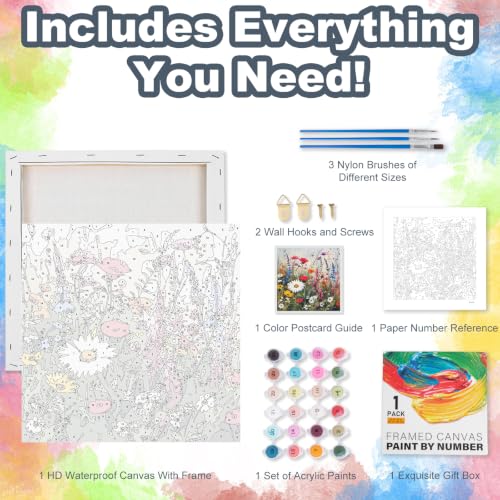 Kalonyth Flowers Framed Paint by Numbers Kit for Adults Beginner 10x10 inch - color: Frame-OP-US15