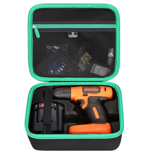 Tourmate Hard Travel Case for BLACK+DECKER 8V MAX* Cordless Drill with 43 Piece Accessories (BDCD8HDPK) / GardenJoy Cordless Power Drill Set with 30pcs Drill/Driver Bits(Box for Sale) (Black & Green) - color: Black & Green