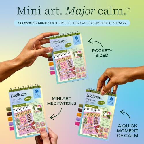 Lifelines FlowArt Mini Activity Pad, 3-Pack - Dot-by-Letter Coloring Books - size: Minis, style: 3 Pack - Café Comforts