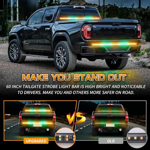 XRIDONSEN 60 inch Amber and Green Tailgate Emergency Lights Strip - color: Amber/Green