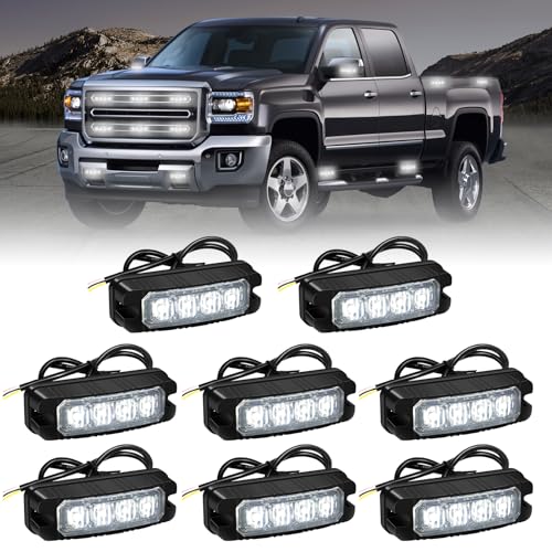 XRIDONSEN 8PCS Sync Grill Emergency Lights 32 LED White Strobe Lights - color: White