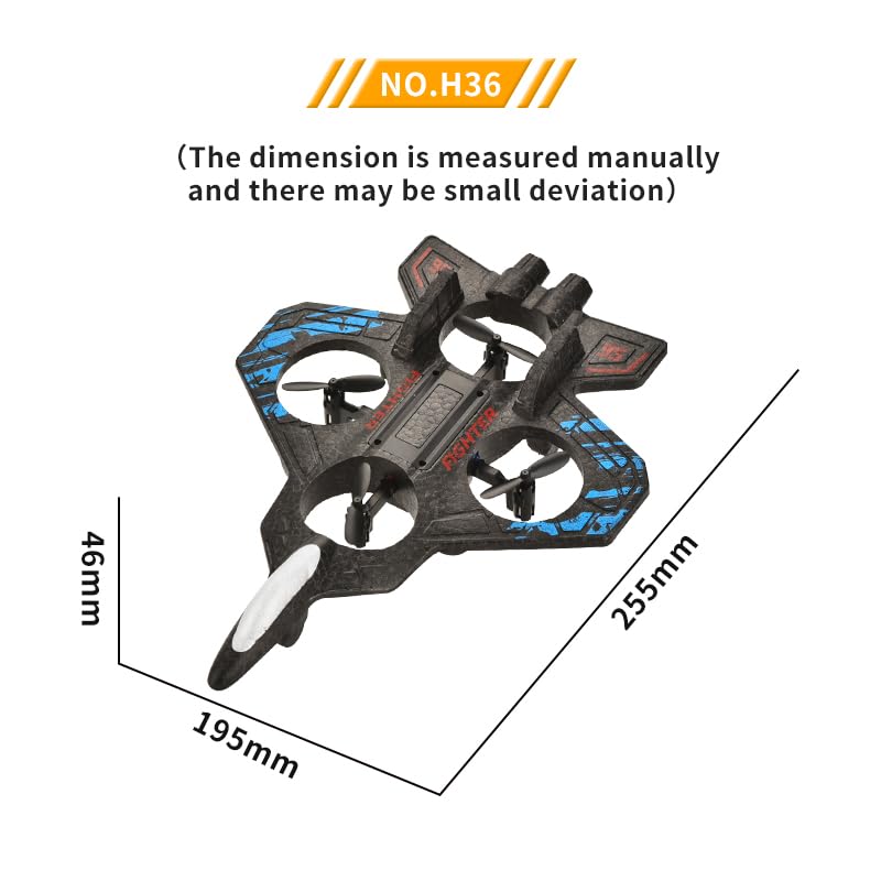Foam RC Plane Drone for Kids, Remote Control Airplane Fighter Jet with LED Light, Auto Hover, 360°Flip, 2 Batteries (16 Mins Flight), Easy to Fly for Beginners