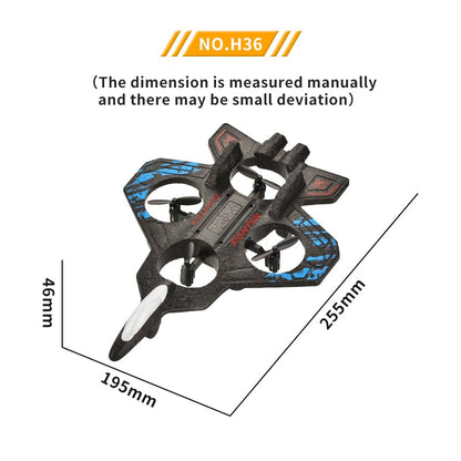 Foam RC Plane Drone for Kids, Remote Control Airplane Fighter Jet with LED Light, Auto Hover, 360°Flip, 2 Batteries (16 Mins Flight), Easy to Fly for Beginners