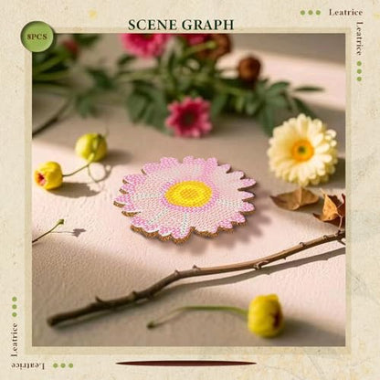 Leatrice 8 PCS Diamond Art Coasters Small Diamond Painting Kits for Adults - color: AA Flowers a