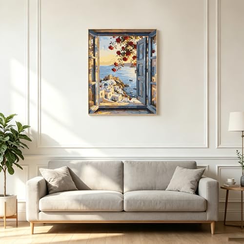 Kalonyth Window View Paint by Numbers Kit for Adults, 16x20 inch, No Framed - color: OP-US04