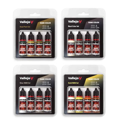 Vallejo - Black Color Set, Game Color, 4 Bottles x 0.6 fl.oz. - style: Black Color Set
