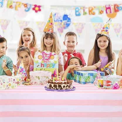 Kesfey Pink Striped Tablecloth Picnic Vertical Stripe Table Cover 3 Packs - color: Pink Vertical Striped