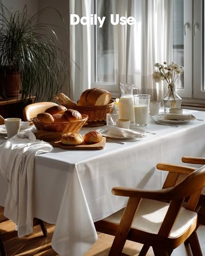 Pureegg Plastic Table Cloth Disposable 6 Pack, 54 x 108 Inch, White - color: White, size: 54" X 108" Rectangle