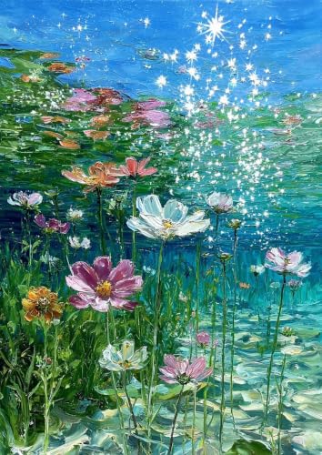ZRIZQ Paint by Numbers Kit for Adults Beginner,Flower in Water,16x20 - color: 16"X20"Rolled Canvas-Flower in Water