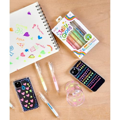 Ooly Jelly Gloss Neon Multi-Surface Deco Gel Pens, Set of 6 - style: Jelly Gloss Deco - Multi Surface
