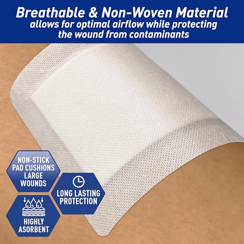 MED PRIDE Bordered Gauze Island Dressing,Sterile Absorbent,6x8 in,10-Count - size: 6''x 8''