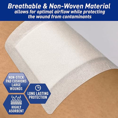 MED PRIDE Bordered Gauze Island Dressing,Sterile Absorbent,6x8 in,10-Count - size: 6''x 8''
