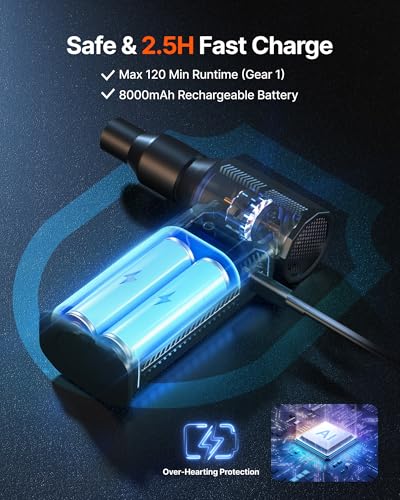 Compressed Air Duster, 130,000RPM Ultra-Powerful Electric Air Duster - color: Black