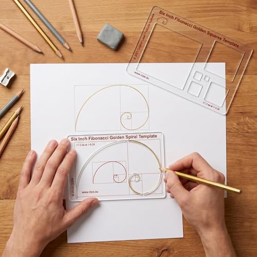 Fibonacci 6" Spiral Drawing Template, Golden Ratio Stencil - style: 6" Spiral