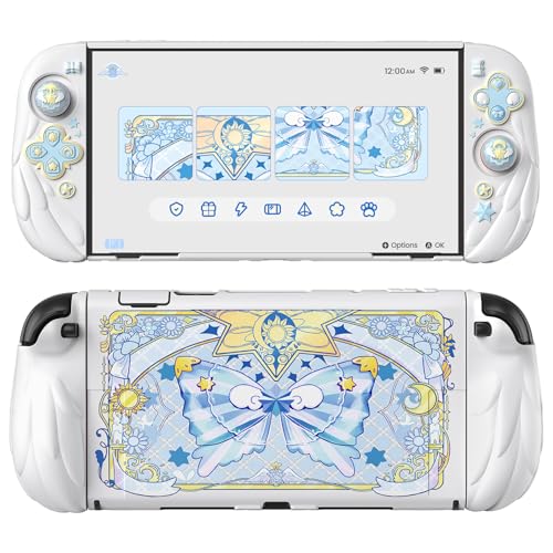 PlayVital Magic Wings Protective Case with Stand for Nintendo Switch 2 | Joycon Silicone Grips, PC Console Hard Shell, 2 Joystick Caps | Cute Animal Accessories Dockable Cover for Switch 2 - White - color: White