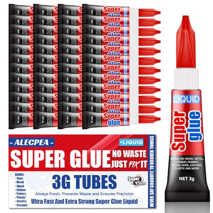 ALECPEA Super Glue, 48 X 3g, Liquid Instant Glue for Metal and Ceramic - color: Liquid