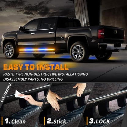 XRIDONSEN 2PCS 60 inch Running Board Strobe Lights Truck Emergency Lights - color: Amber/Blue
