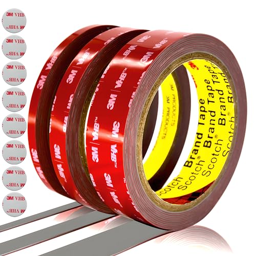 Double Sided Tape Heavy Duty, 3-Roll Set, 1/4 in, 1/2 in , 1 in Widths - size: 1/4", 1/2", 1"