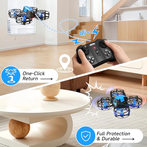 4DRC V18 Mini Drone for Kids Beginners, RC Quadcopter with 2 Control Modes, Headless Mode, Altitude Hold, Auto Hover, 3 Speeds, 3D Flips, LED Lights, 2 Batteries, Gift Toy for Boys